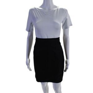 Tombolini Womens Wool Short A-line Pleated Zipped Closure Skirt Black Size 46